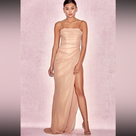 HOUSE OF CB 'Nastassia' Rose Gold Corseted Maxi Dress - Picture 4 of 17